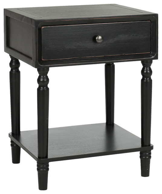 Jude Nightstand, Distressed Black Contemporary Nightstands And