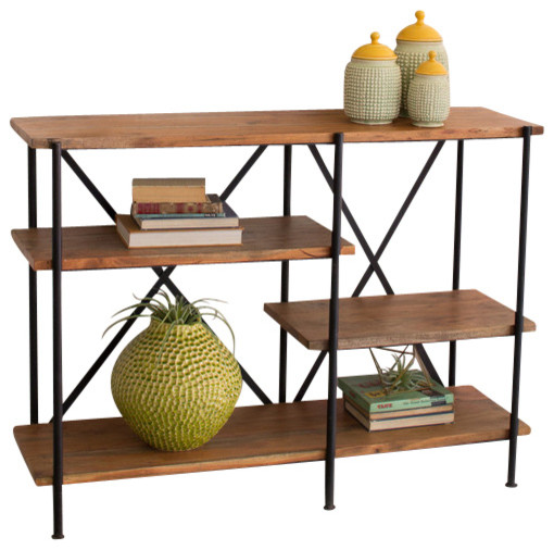 Wood And Iron Multi Level Shelving Unit Display And Wall Shelves