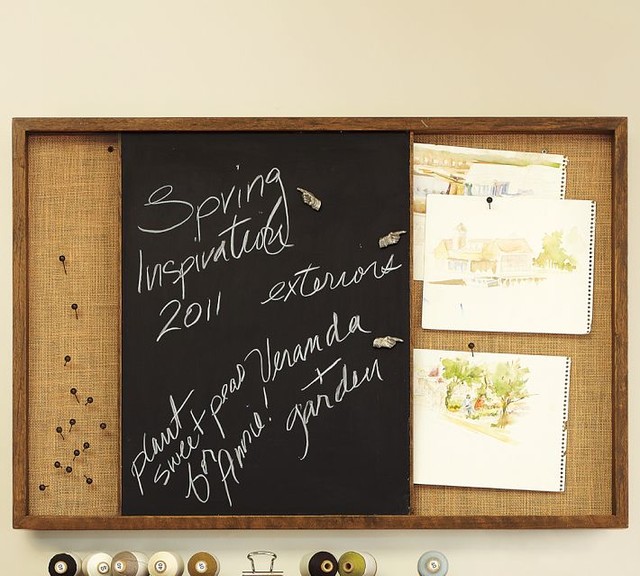 Rustic Wall Organizer, Sliding Pin Board/Chalkboard Contemporary