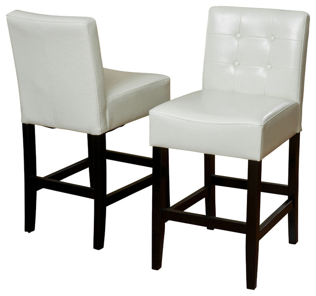 Gregory Ivory Leather Back Stool, Set of 2 Ivory Counter ...