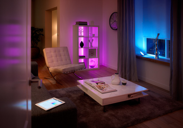 Philips Hue Connected Led Lighting Eclectic Living Room By
