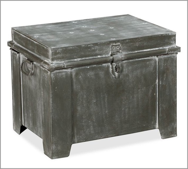 Galvanized Metal Storage Cube Contemporary Footstools And Ottomans