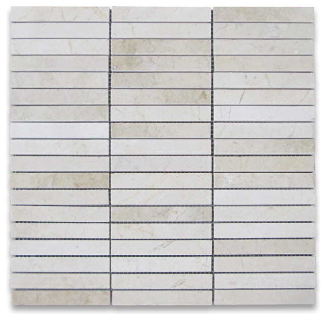 Crema Marfil Marble Rectangular Stack Mosaic Tile 5/8x4 Polish Modern Mosaic Tiles by