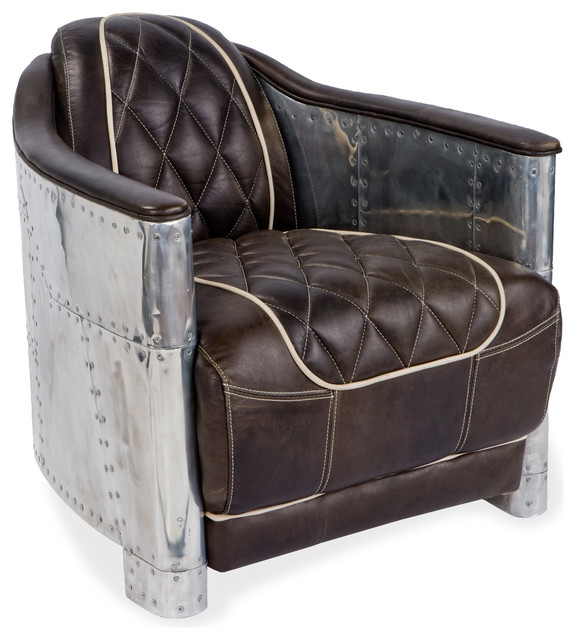 Aarnio Industrial Loft/Aluminum Espresso Leather Armchair Industrial