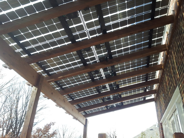 Deck Shaded By Solar Panels Modern St Louis By Landmark Builders