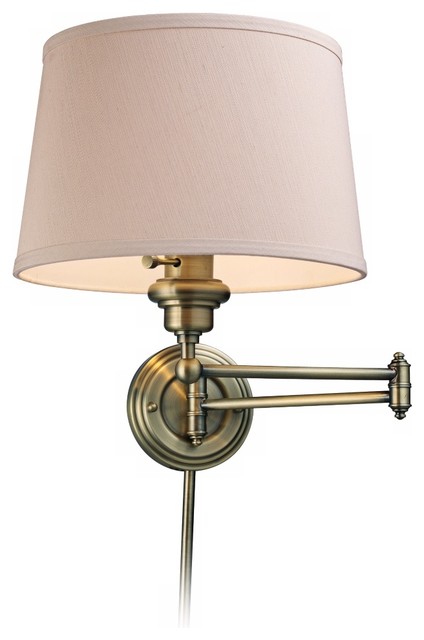 Westbrook Antique Brass Plug-In Swing Arm Wall Lamp - Traditional - Wall Lighting - by Lamps Plus