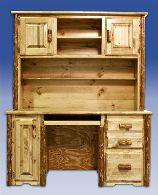Glacier Country Desk w Hutch Rustic Desks And Hutches by ShopLadder