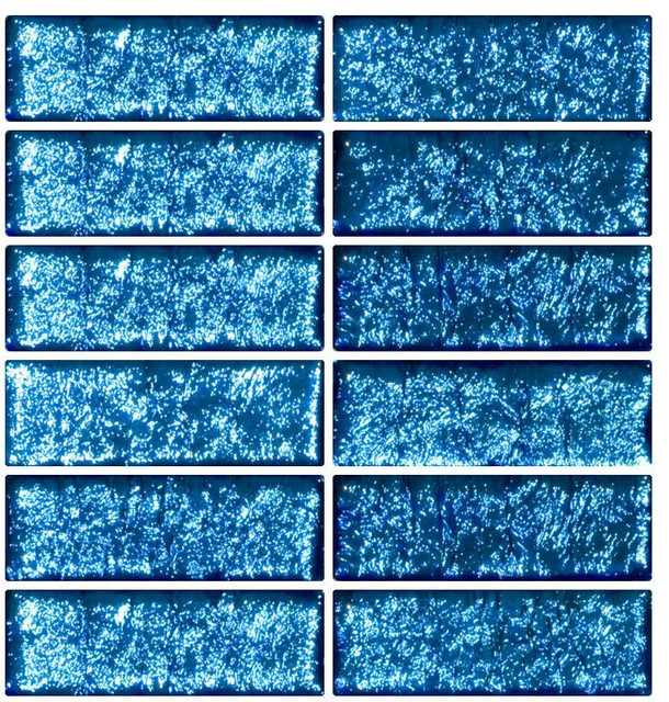 Sapphire Teal Blue Dichroic Glass Tile, Quarter Sheet Sample, 1"x3