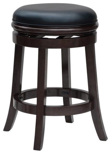 Bowery Hill Contemporary Wood Swivel Stool In Cappuccino