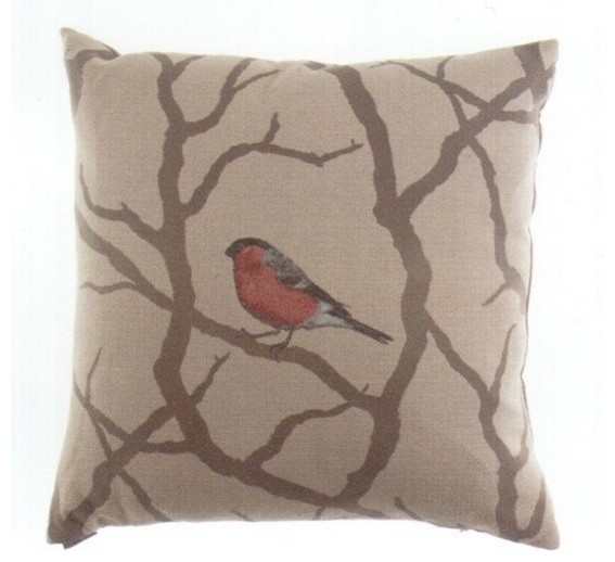 Pyrhulla Robin Bird on Branch Throw Pillow, 24