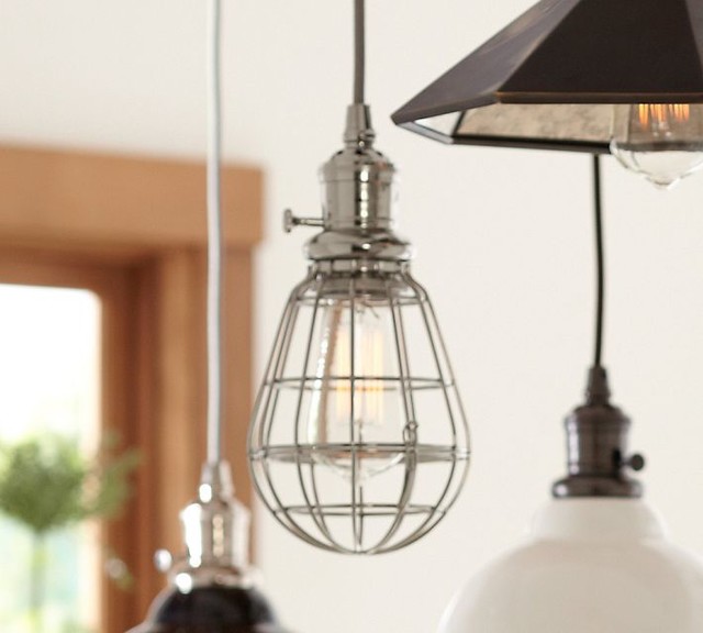 PB Classic Pendant, Caged Industrial Pendant Lighting sacramento by Pottery Barn