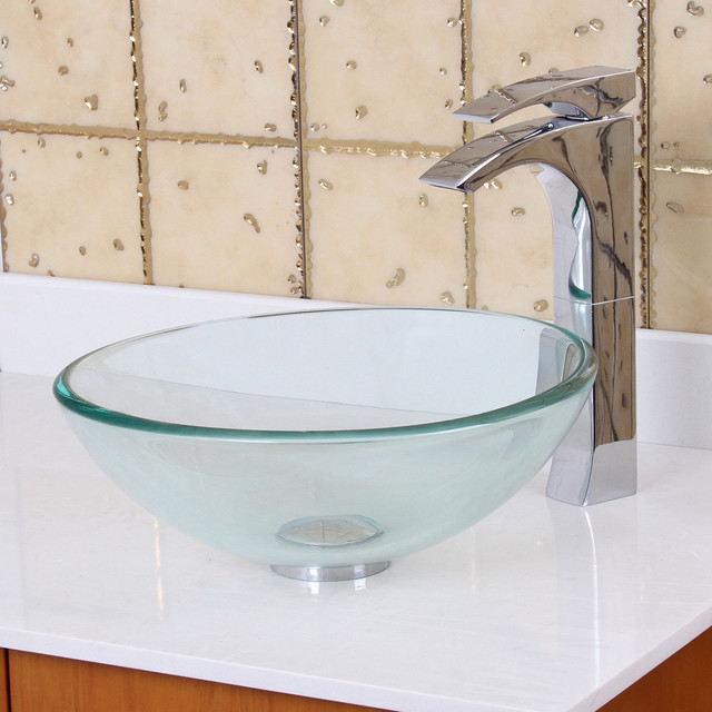 ... Small Clear Tempered Glass Bathroom Vessel Sink contemporary-bathroom