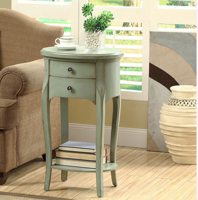 Antique Green Veneer 29inch Accent Table Contemporary Side Tables