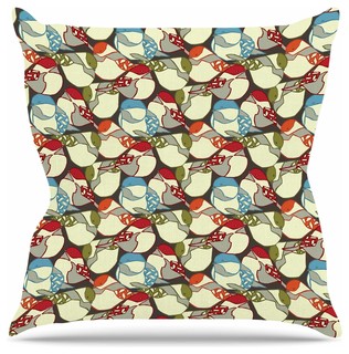 Amy Reber "Chickadees" Red Blue Throw Pillow, 20"x20" - Contemporary 