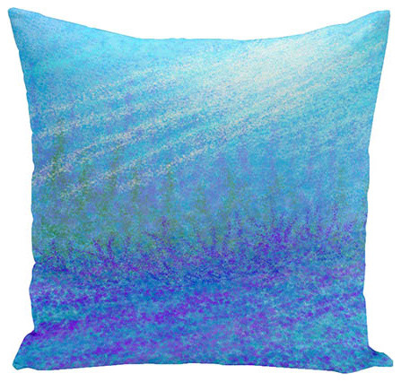 Seahorse Turquoise and Purple 18-Inch Cotton Decorative Pillow - Traditional - Bed Pillows