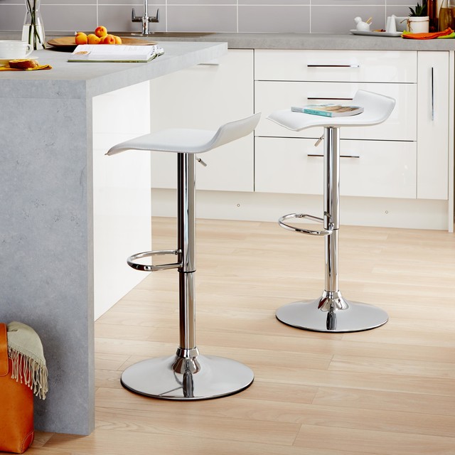 Cooke & Lewis Dante White Bar Stool - Contemporary - Bar Stools and