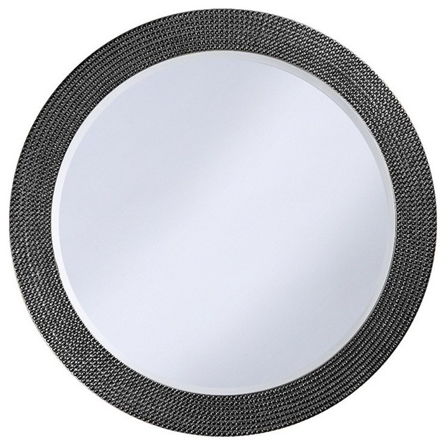 Lancelot Charcoal Gray Round Mirror Contemporary Wall Mirrors by