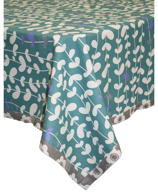 Blue Vines Organic Cotton Rectangle Tablecloth Contemporary