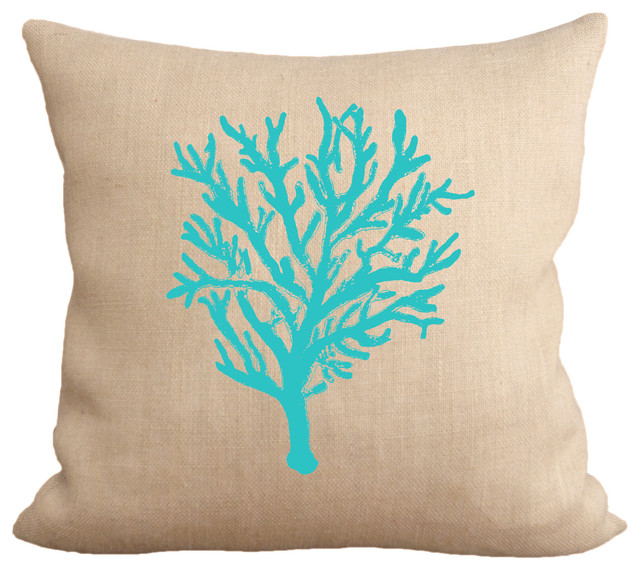Teal Coral Reef Pillow Beach Style Decorative Pillows