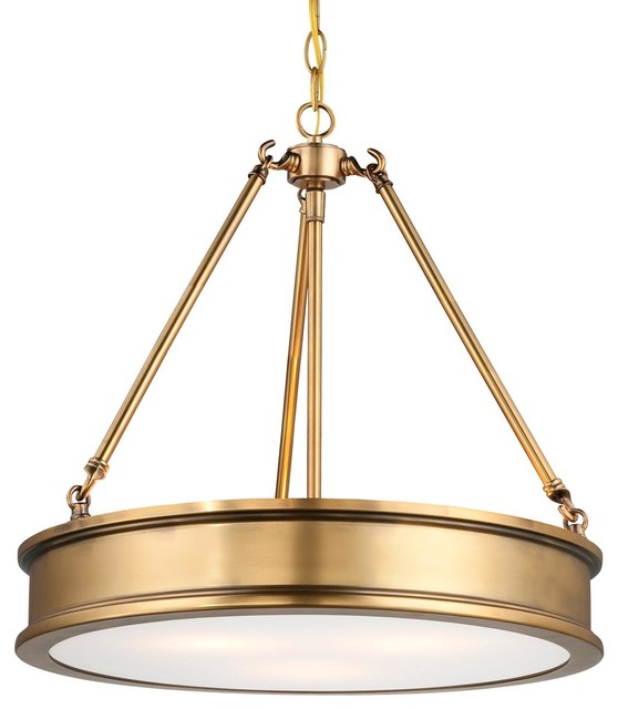 Traditional Urban Hanging Pendant, Antique Brass Transitional
