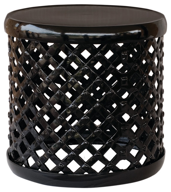 Black Lattice Garden Stool