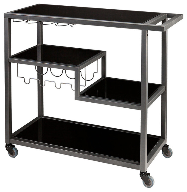 Zephs Bar Cart Grey & Black Industrial Bar Carts by SmartFurniture