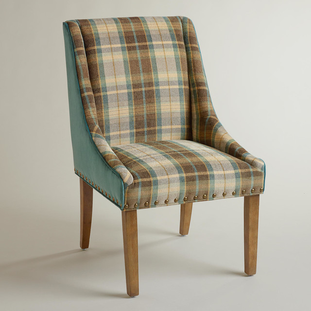 Plaid and Teal Green Wes Dining Chair Contemporary Dining Chairs