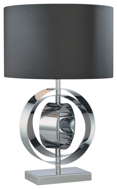 George Kovacs Chrome Circle Black Shade Table Lamp - Contemporary