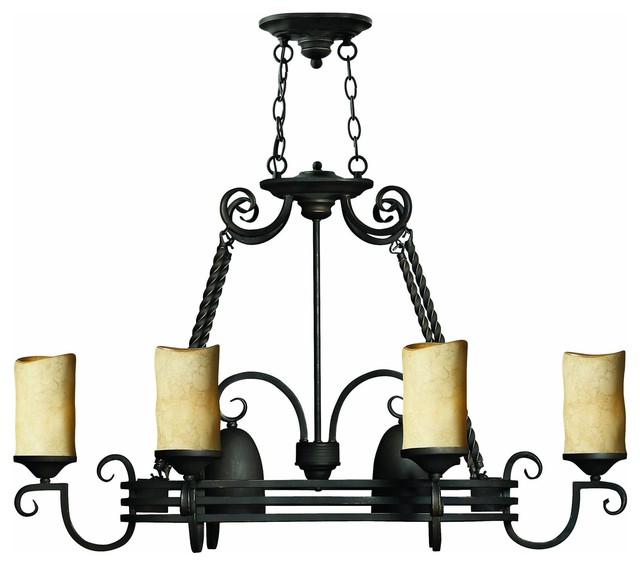 Casa 8 Light 38" Lighted Pot Rack in Olde Black traditionalkitchen