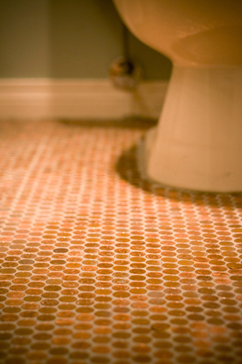 copper penny bathroom floor