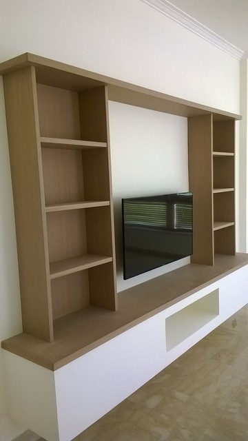 Parete attrezzata in rovere tortora