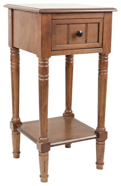 Simplify Ash Brown 1-Drawer Square Accent Table - Clásico - Mesitas de