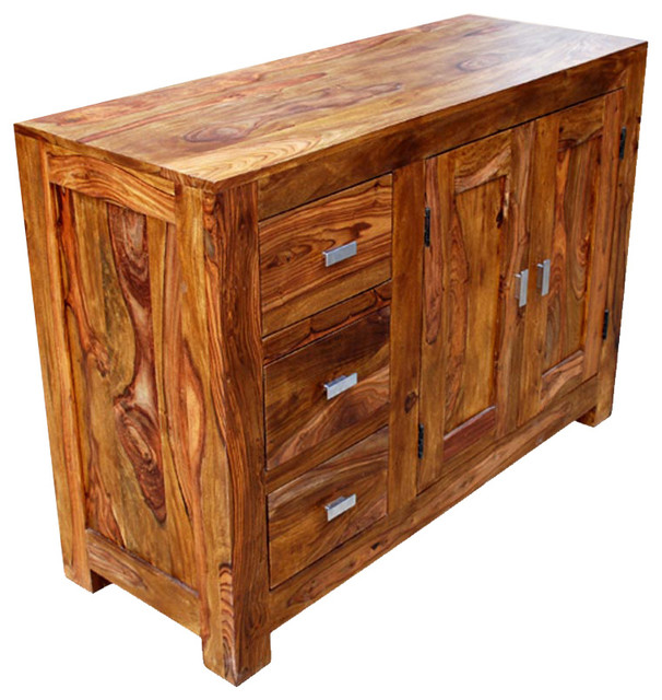 Appalachian Rustic Indian Rosewood 3 Drawer Storage Buffet Credenza