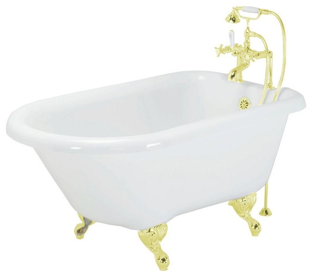 Acrylic Clawfoot , Ball and Claw Feet, 55 In. Roll Top Tub with Tub