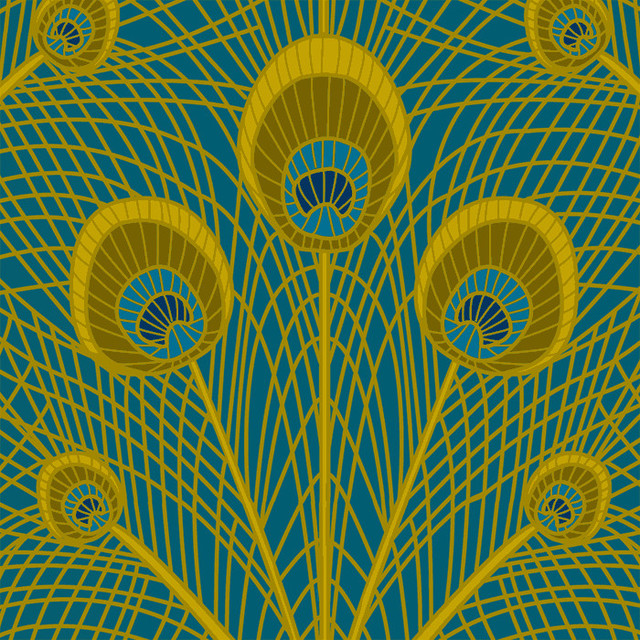 Peacock Feathers - Wallpaper Tiles - Contemporary 