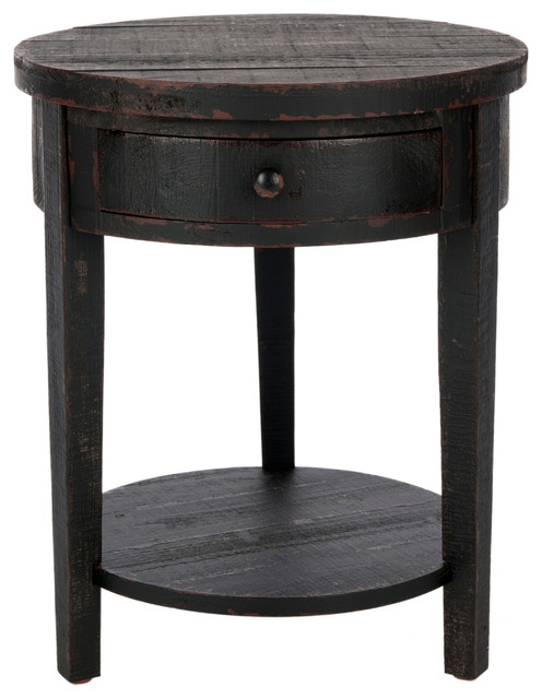 Doris Round End Table With Storage Drawer - Traditional - Side Tables