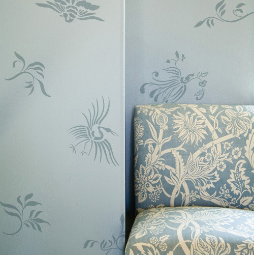 Oriental Brushstroke Wall Stencil Asian Wall Stencils san diego