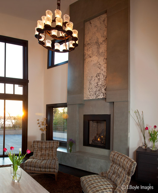 Concrete Fireplace Surround Contemporary Indoor Fireplaces