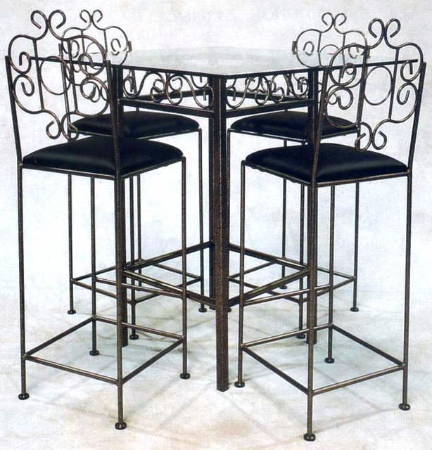 Wrought Iron Pub Table Base Add Glass Top Traditional Indoor Pub