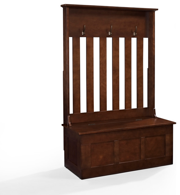 Crosley Furniture Ogden Entryway Hall Tree in Mahogany Craftsman