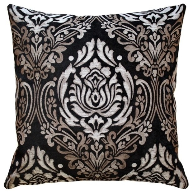 Pillow Decor - Palazzo Black Throw Pillow - Traditional - Decorative Pillows - by Pillow Decor Ltd.