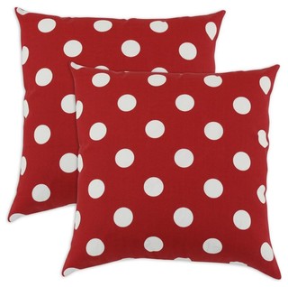 Breezy Polka Dot Red Indoor/Outdoor Accent Pillows, Set of 2 - Traditional - Outdoor Cushions ...