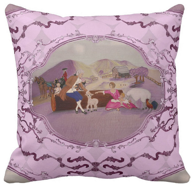 PH&D French Toile Pillow Raspberry Pink French Country Collection - Traditional - Decorative ...