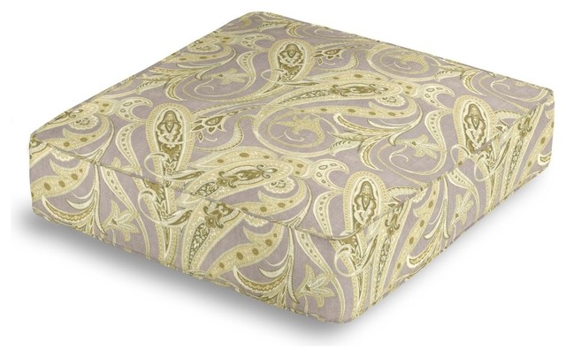 Green & Neutral Paisley Box Floor Pillow - Traditional - Decorative Pillows - by Loom Decor