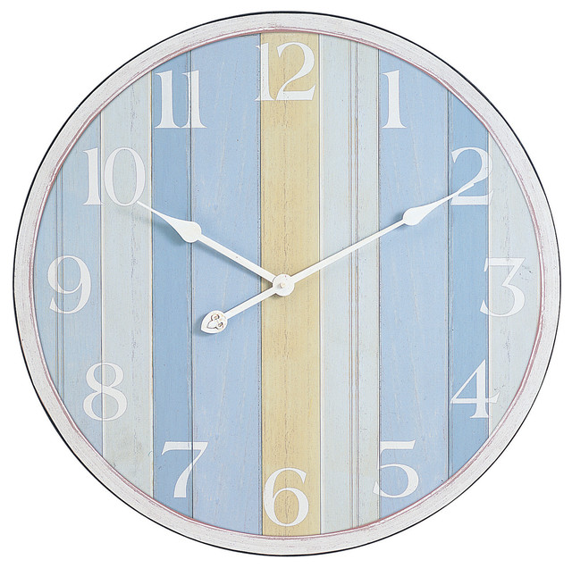 Nautical Stripe Wall Clock Beach Style Wall Clocks by Young's Inc.