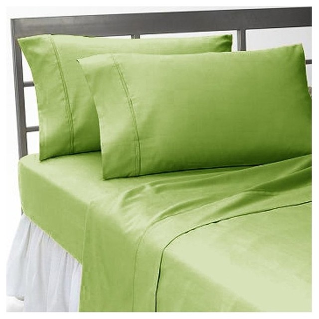 300TC 100 Egyptian Cotton Solid Sage Full XL Size Flat Sheet