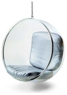 Bubble Hanging Chair with Polished Chrome Base in Clear - Midcentury - Hanging Chairs - by 