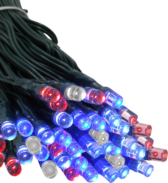 LED Solar String Lights, Red, White and Blue Contemporary Outdoor