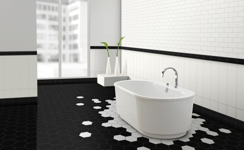 black and white tile bathroom