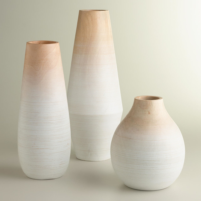 Medium Oval White Wood Ombré Vase Contemporary Vases by Cost Plus